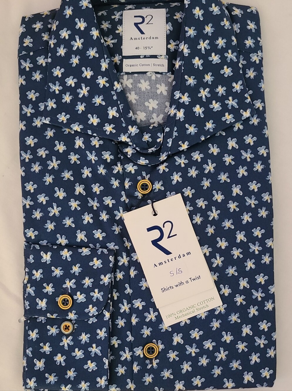 R2 Navy Blue Floral Button-Down Shirt